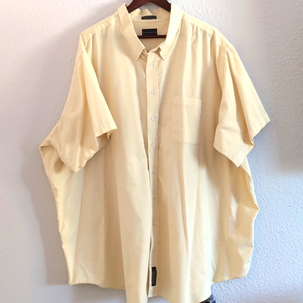 Men's Wear Yellow S/S Button Up Shirt sz - 22 Big